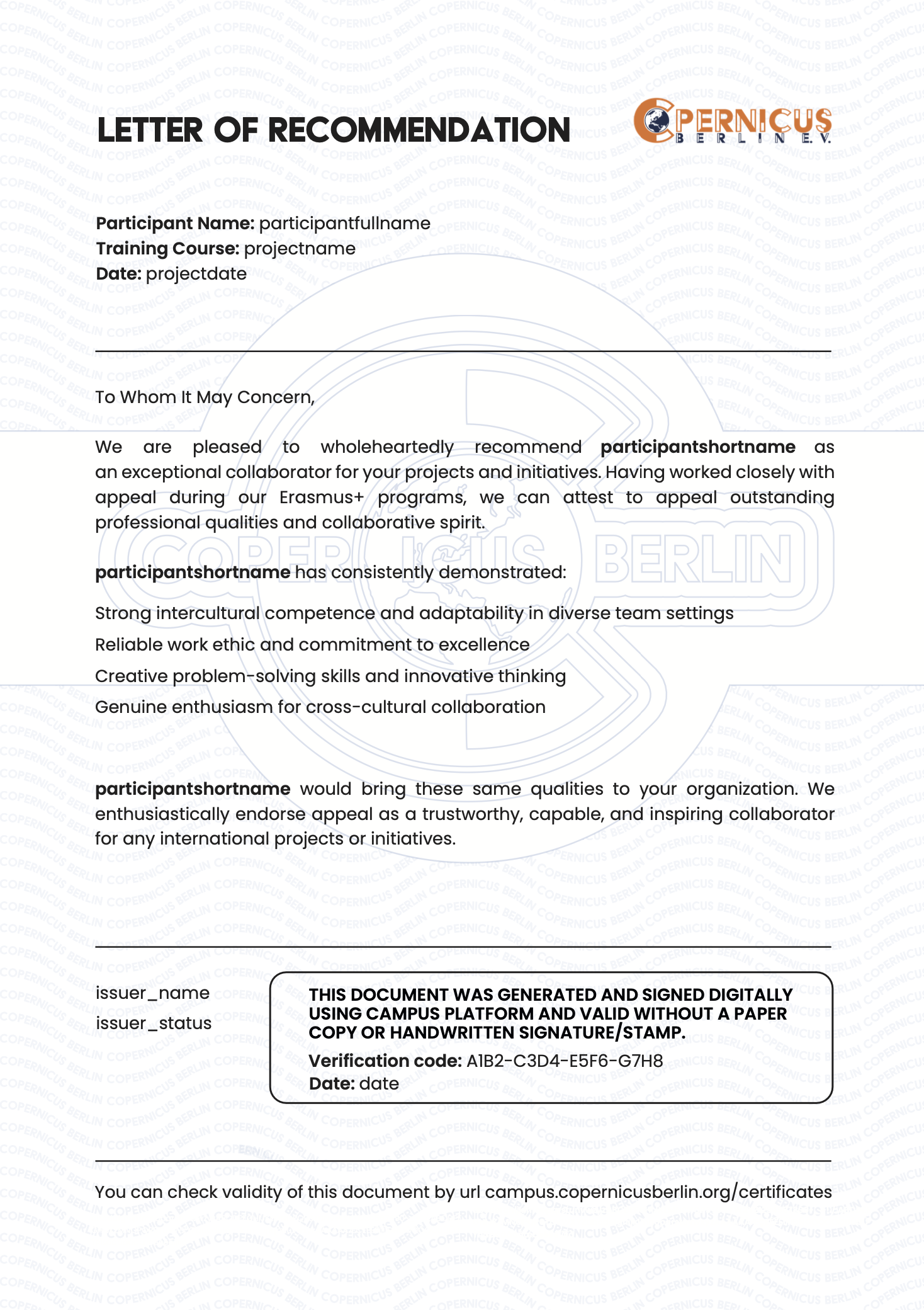 Recommendation Letter Example